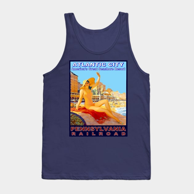 Atlantic City New Jersey Vintage Advertising Travel and Tourism Poster Print Tank Top by posterbobs